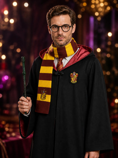 Gryffindor Wizard Costume, 5 Pieces, Cosplay on-model view