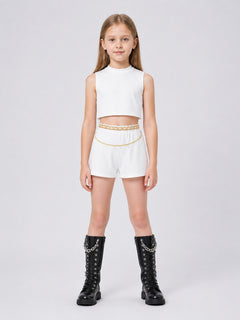 Children's Demon Hunter Costume: White Top and Shorts