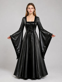 Long Black Costume Dress with Corset Bodice
