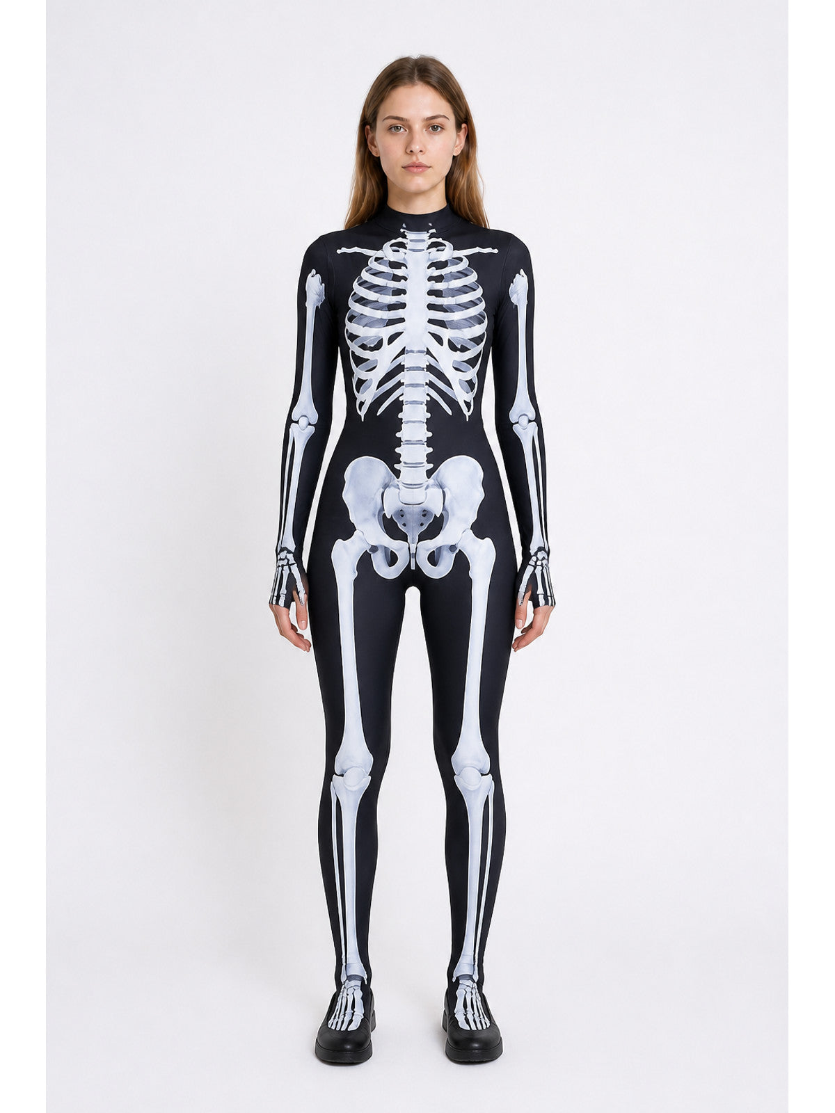 Black Skeleton Jumpsuit with White Print