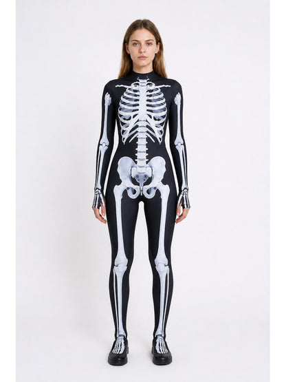 Black Skeleton Jumpsuit with White Print