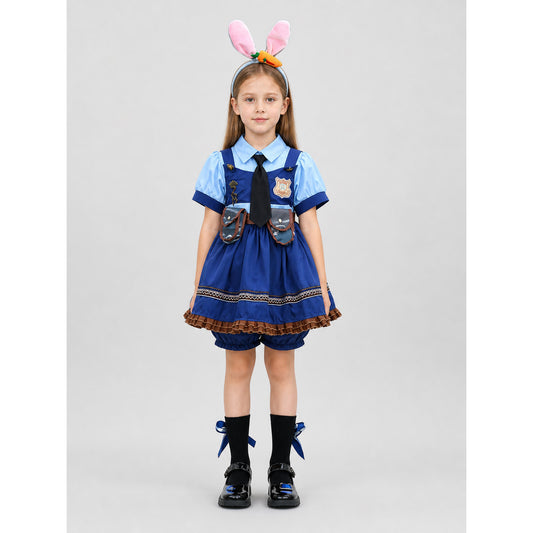 Halloween Bunny Police Officer Costume Dress on-model view