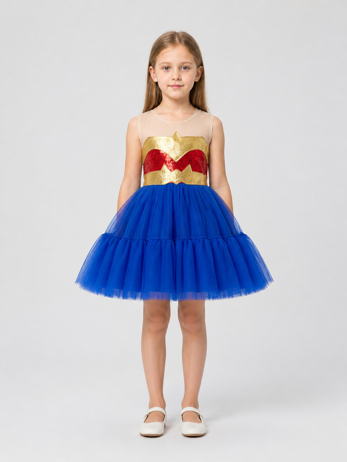 Captain America-Inspired Carnival Tutu Dress for Cosplay with a Tulle Skirt