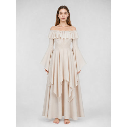 Red Off-the-Shoulder Maxi Evening Dress on-model view