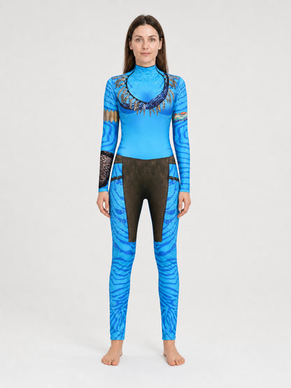 Avatar 2 Carnival Costume: Blue Jumpsuit on-model view