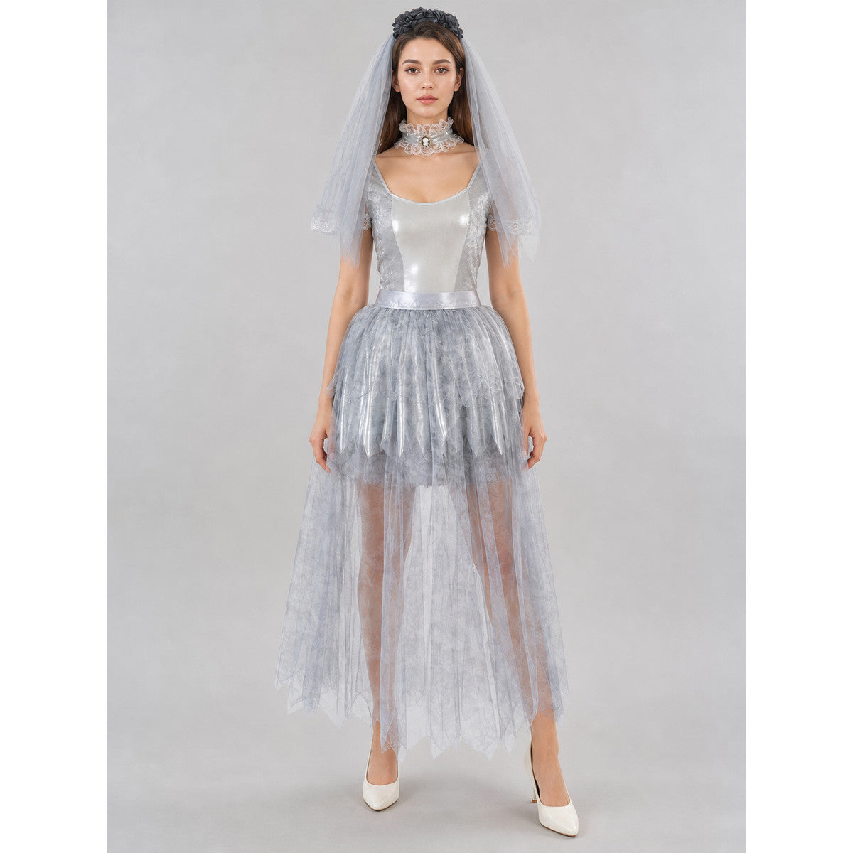 Sleeveless Dress with Layered Skirt and Uneven Hem