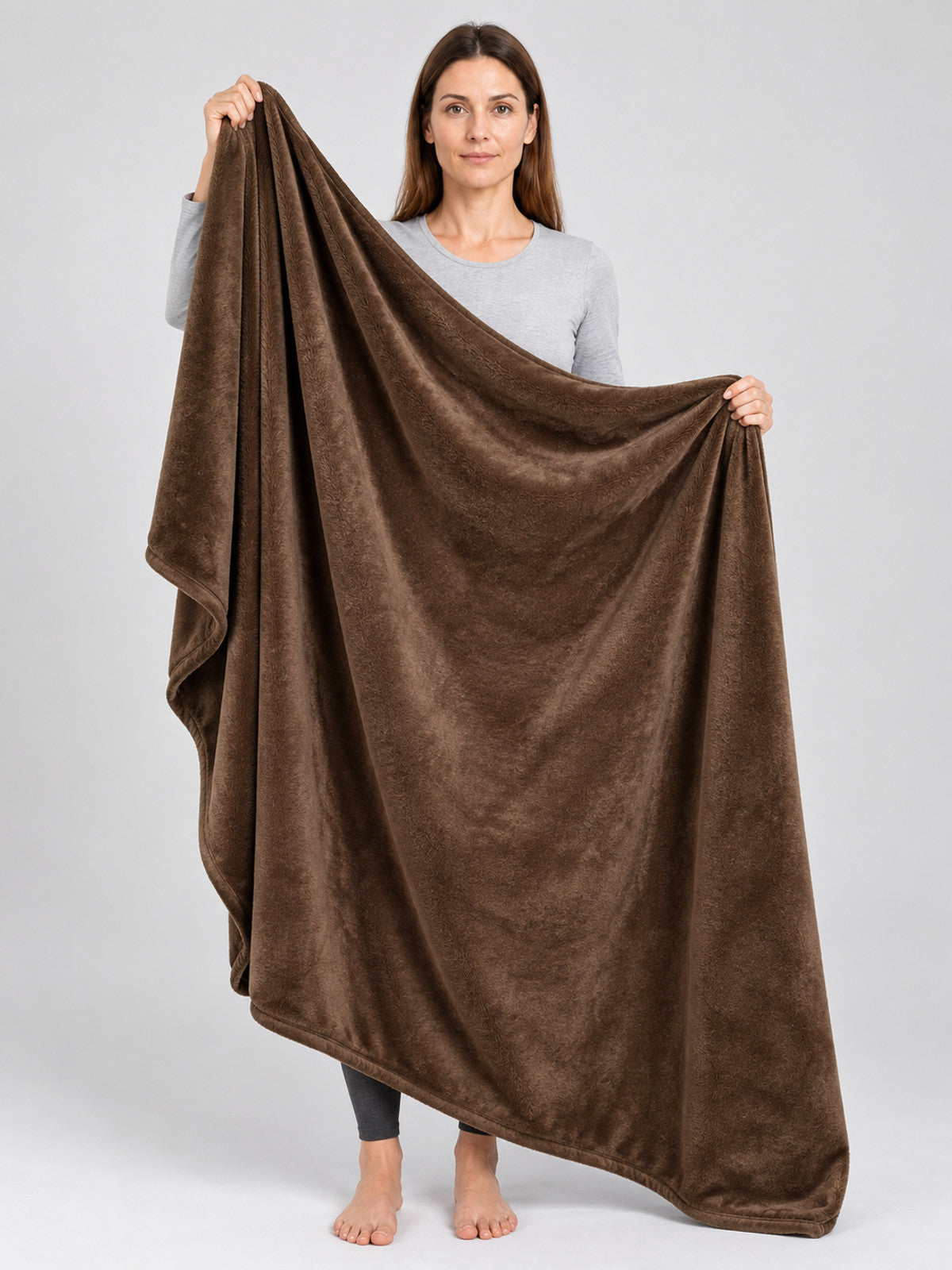 Dark Brown Polyester Throw Blanket Reversible Soft