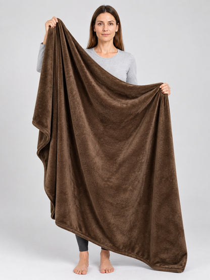 Dark Brown Polyester Throw Blanket Reversible Soft
