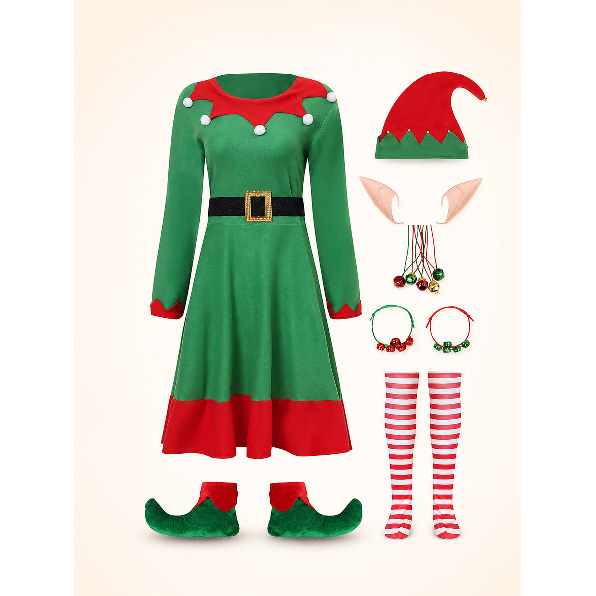 Green Christmas Elf Cosplay Set main product view