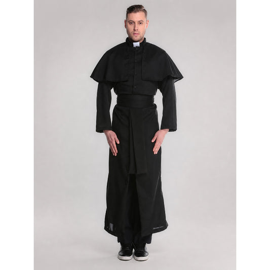 Black Ritual Robe with Capelet for Cosplay