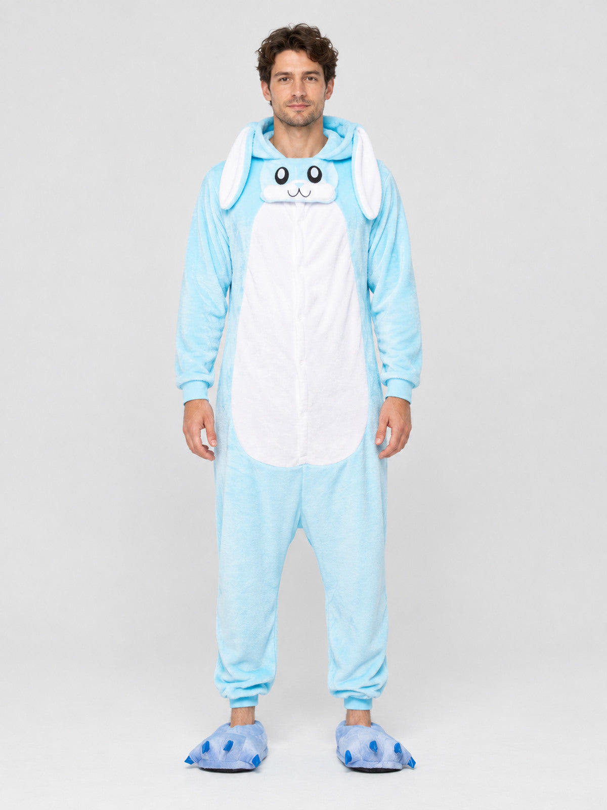 Flannel Pajama Jumpsuit with Bunny Hood