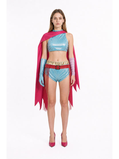 Character costume set with top, shorts, and accessories main product view