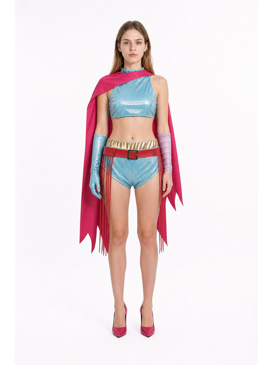 Character costume set with top, shorts, and accessories main product view