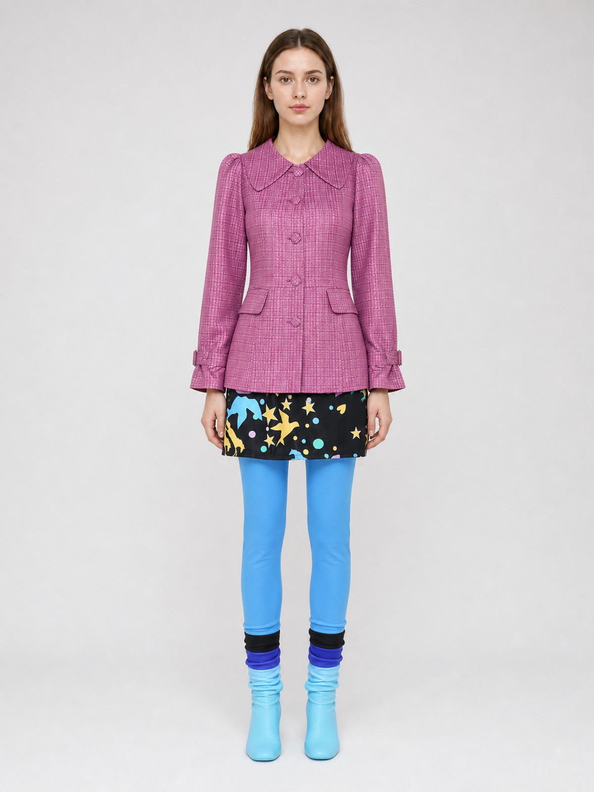 Luna Lovegood Cosplay Costume, Set with Glasses on-model view