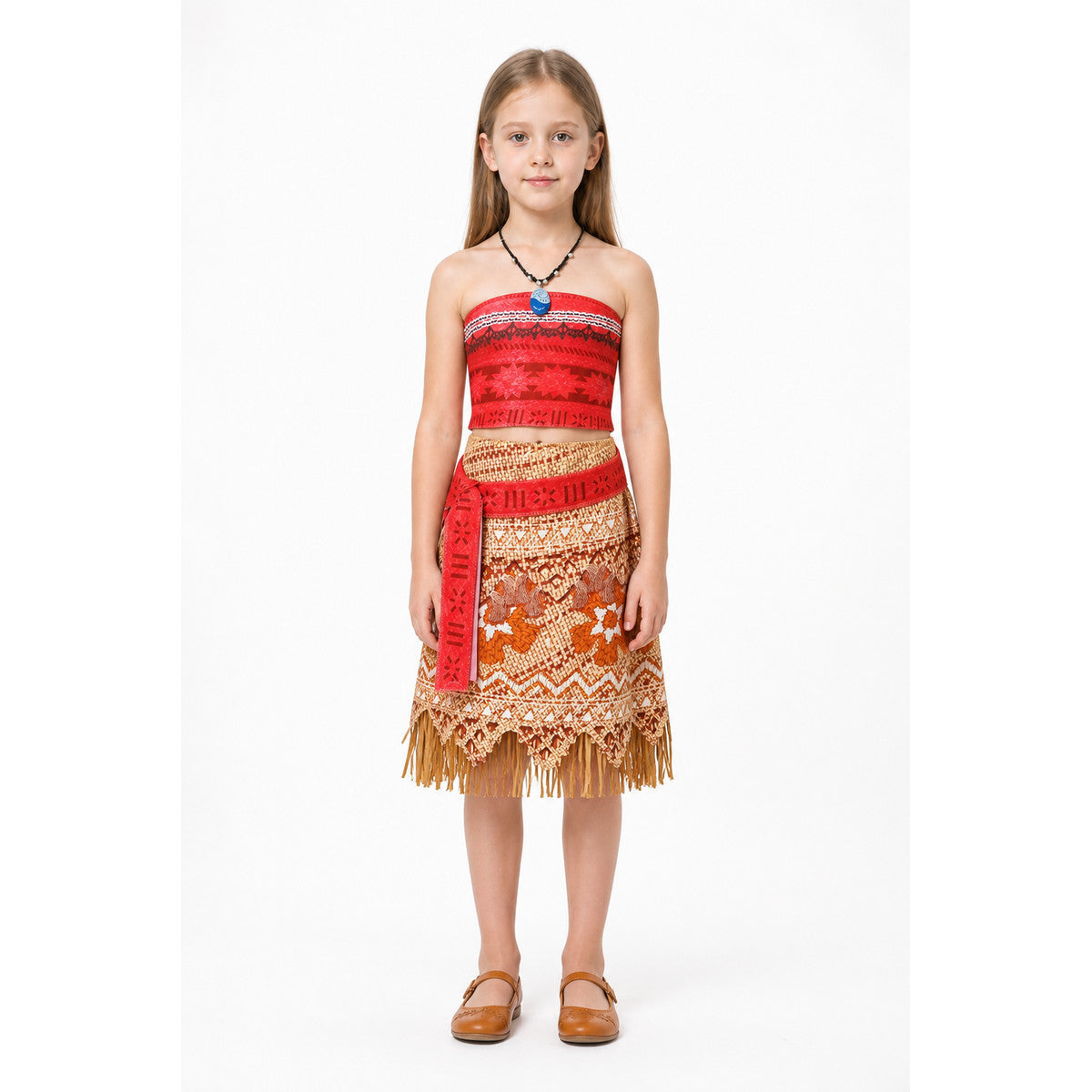 Moana Costume with Fringe Skirt and Necklace main product view