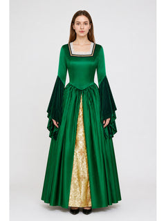 Tudor-Style Dress with a Square Neckline