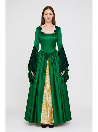 Tudor-Style Dress with a Square Neckline
