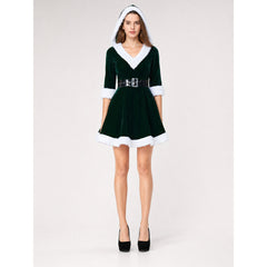 Festive dress with hood and belt