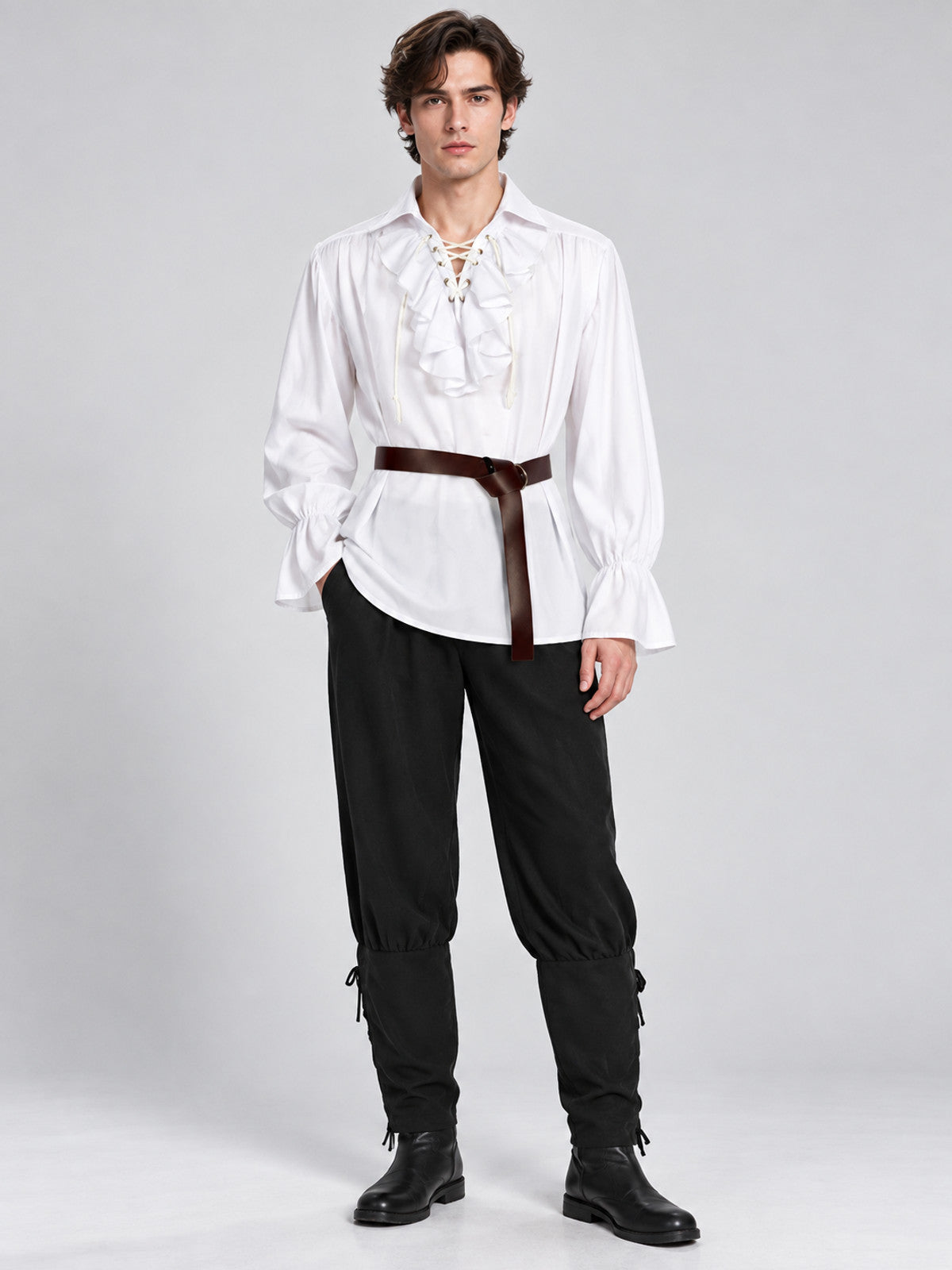Medieval-Style Costume: White Shirt, Pants, Belt