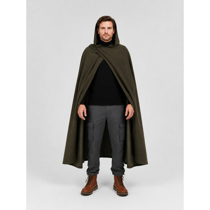 Long Medieval Hooded Cloak for Cosplay on-model view