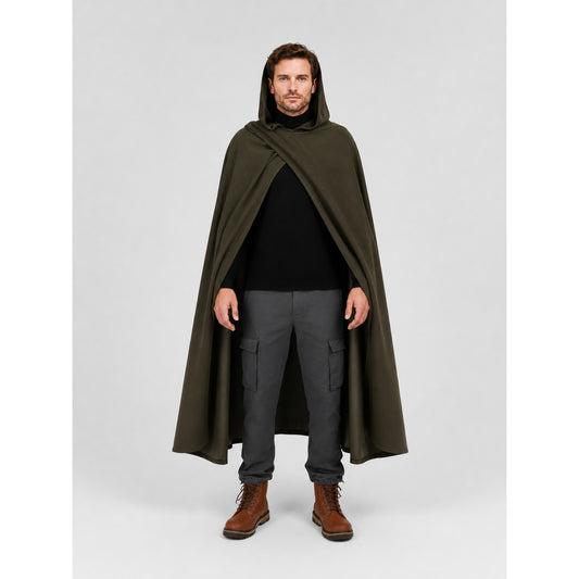 Long Medieval Hooded Cloak for Cosplay on-model view