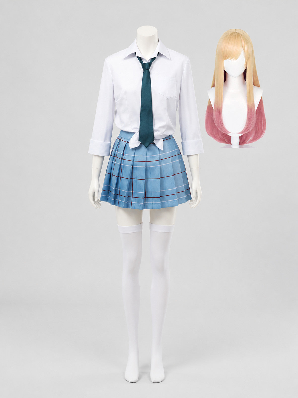 Cosplay School Uniform Set with Wig and Tie on-model view