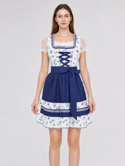 Bavarian Dirndl Dress with Apron for Oktoberfest front view