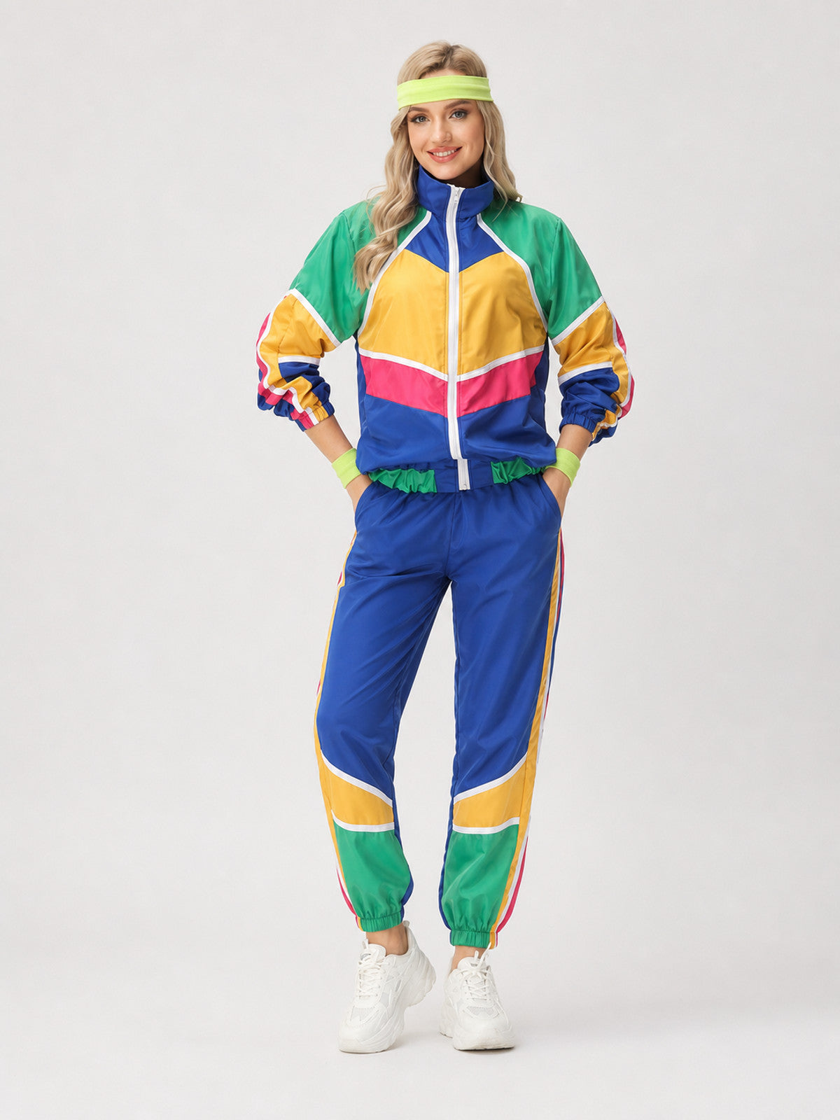 Retro 1980s Disco Tracksuit Costume on-model view