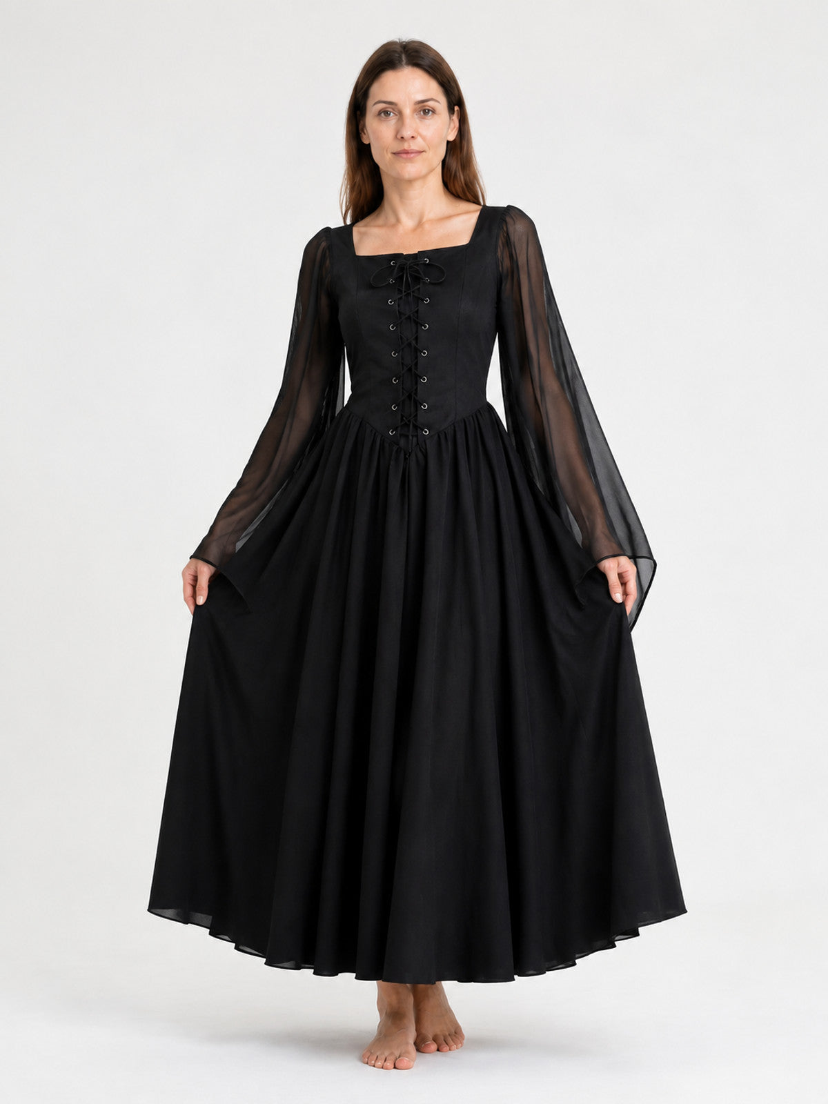 Pirate Medieval Dress with Flared Sleeves main product view