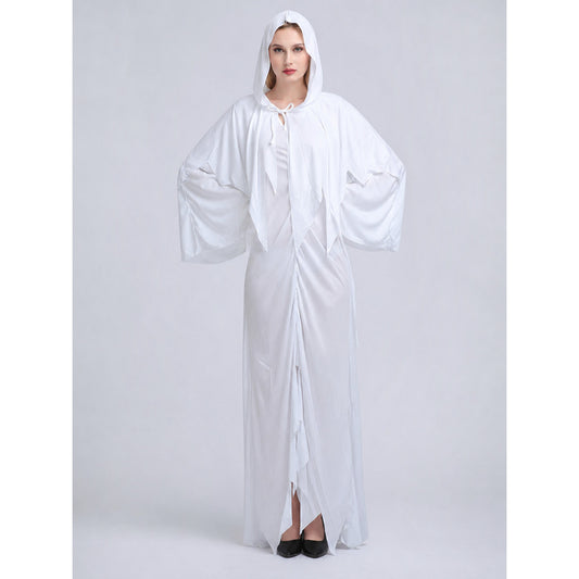 White ghost costume with hood and sleeves