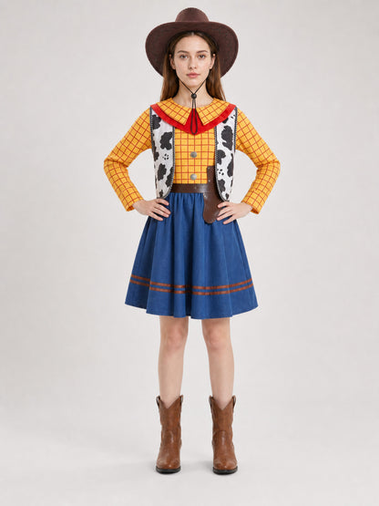 Children's Woody costume in Western style for cosplay and stage performances on-model view