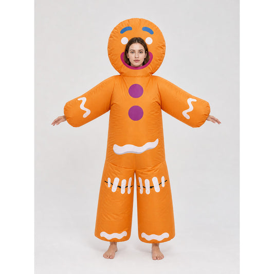 Festive Inflatable Gingerbread Man Costume on-model view