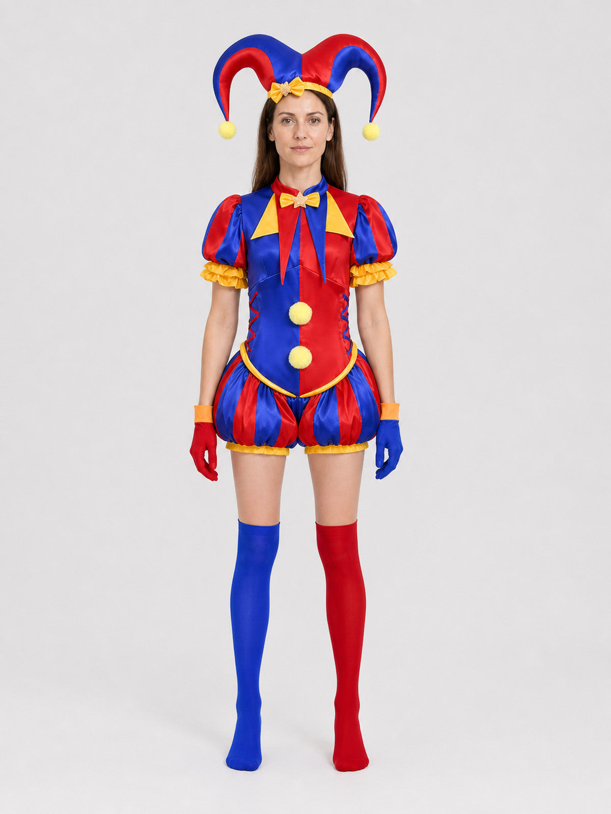 Pomni Clown Costume from The Amazing Digital Circus on-model view