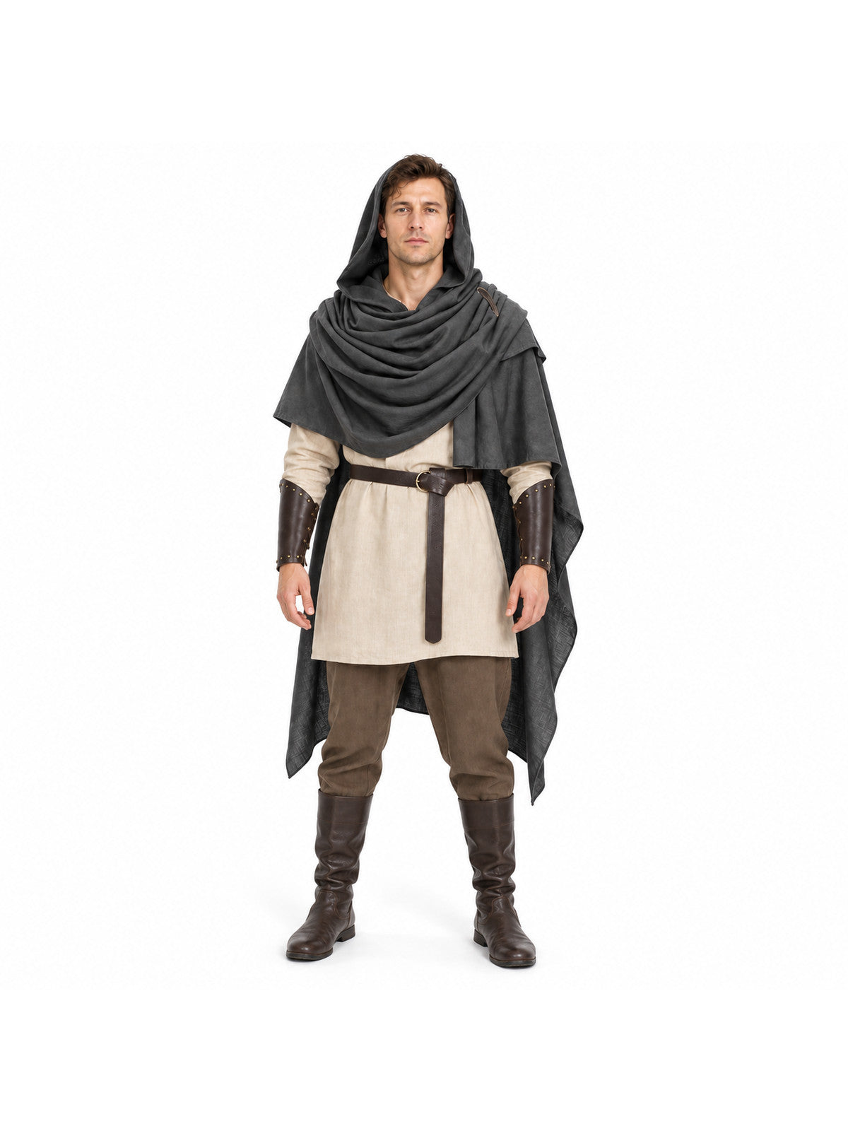 Free-form sleeveless cape — adult outerwear worn over other clothing
