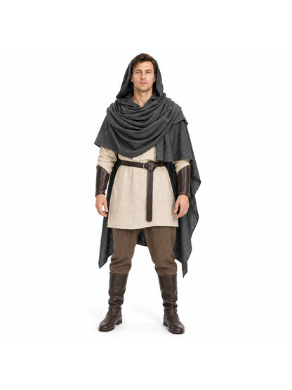 Free-form sleeveless cape — adult outerwear worn over other clothing