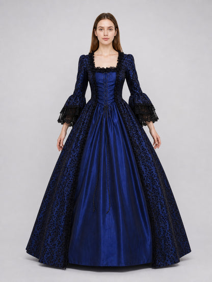 Gothic Historical Dress with Flared Sleeves front view