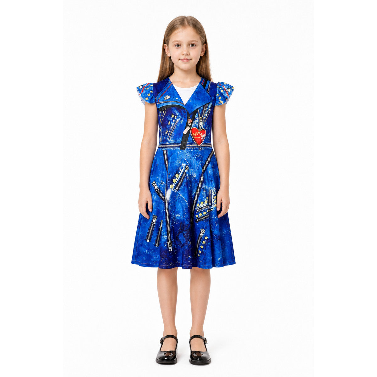 Children's Blue Halloween Dress with Crown and Lightning Bolts main product view