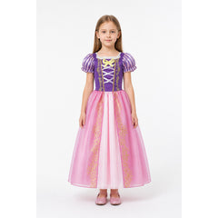 Rapunzel Princess Costume Dress for Children, Full-Skirted