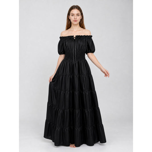 Black Tiered Medieval-Style Dress