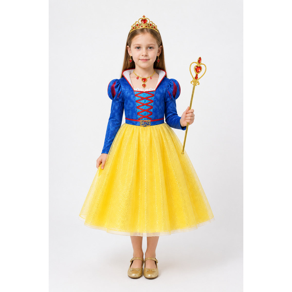 Snow White Costume with Crown, Scepter, and Cape main product view