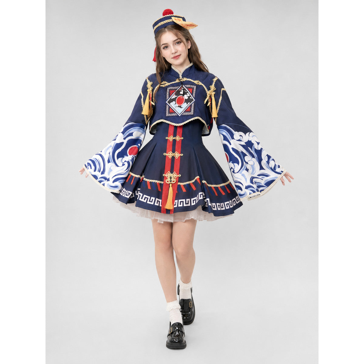 Zombie Lolita Costume with Hat and Accessories on-model view
