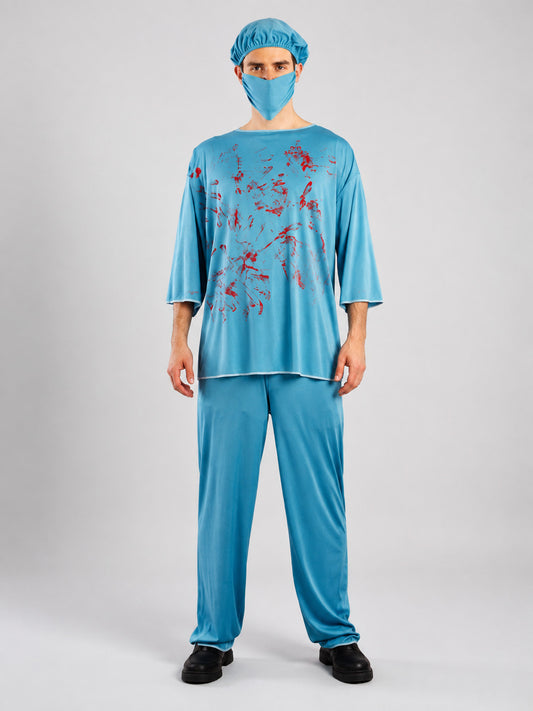 Doctor Costume with Mask and Cap on-model view