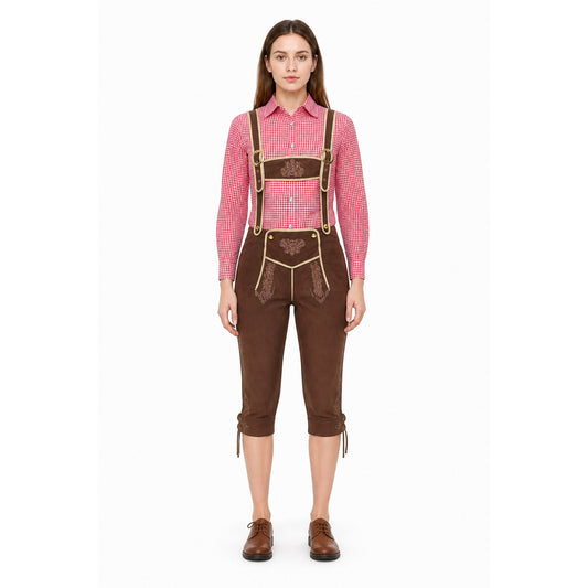Bavarian Costume with Suspenders and Plaid Shirt main product view