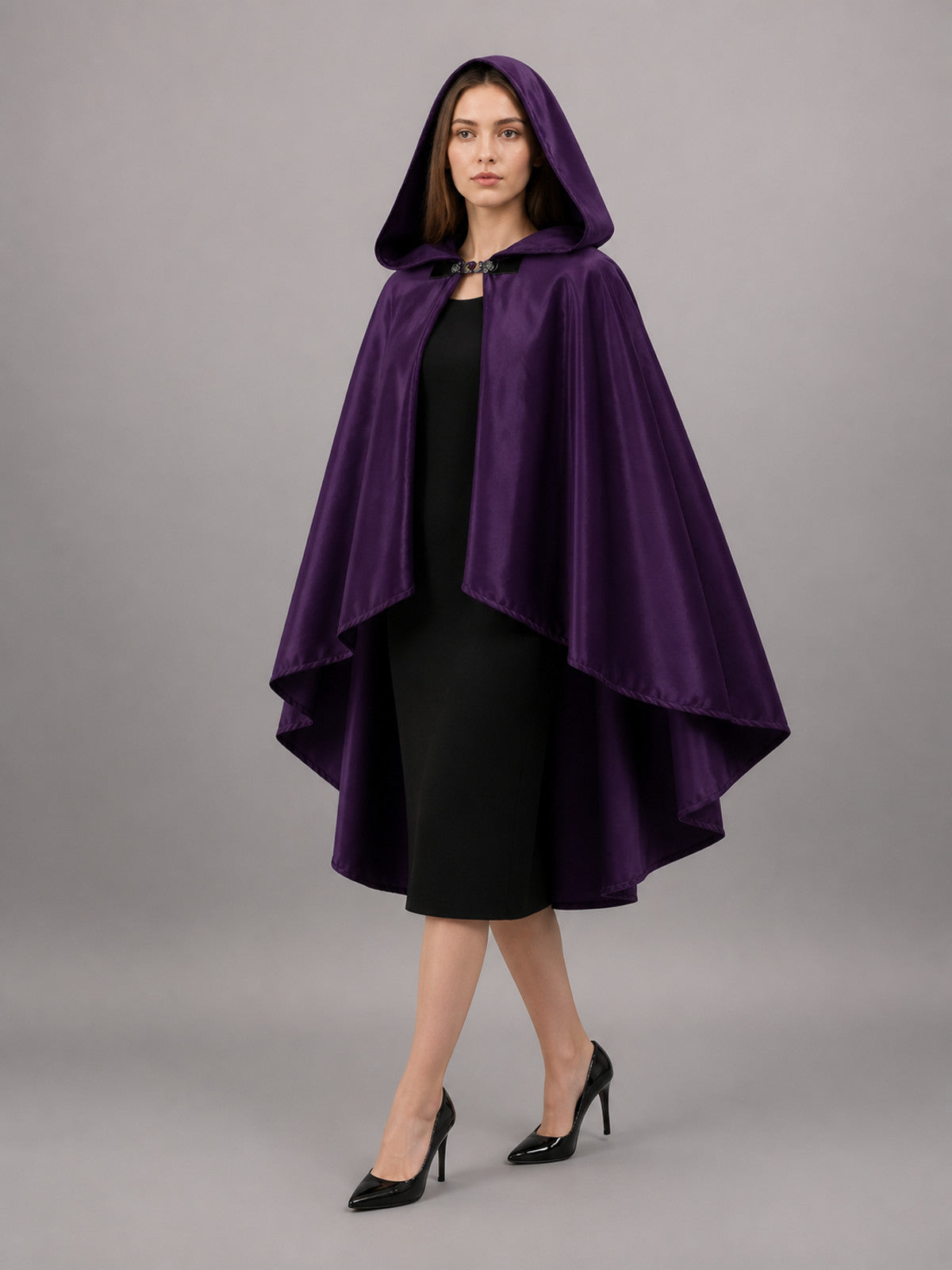 Long Purple Hooded Carnival Cloak