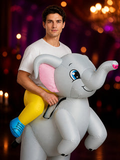 Cartoon Elephant Inflatable Ride-On Costume, Halloween Funny Party Suit for Kids