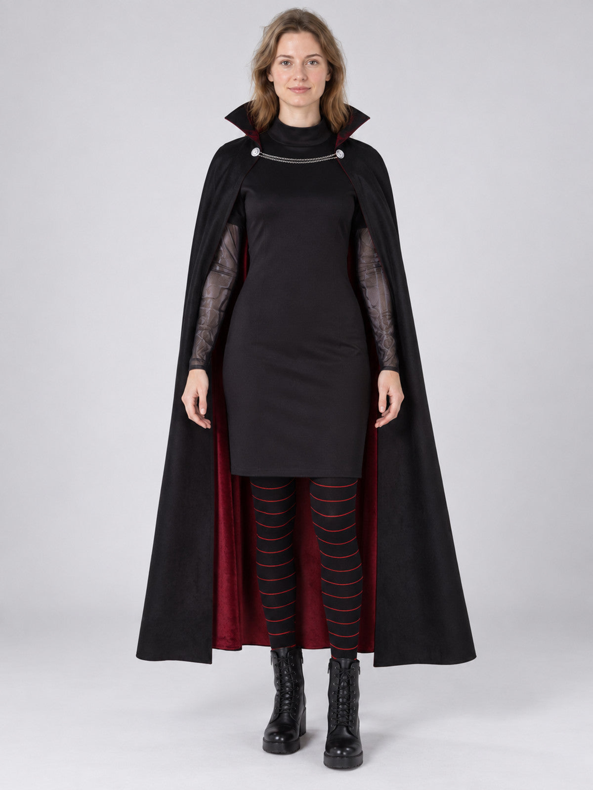 Vampire-Style Costume with Dress, Cape, and Leggings
