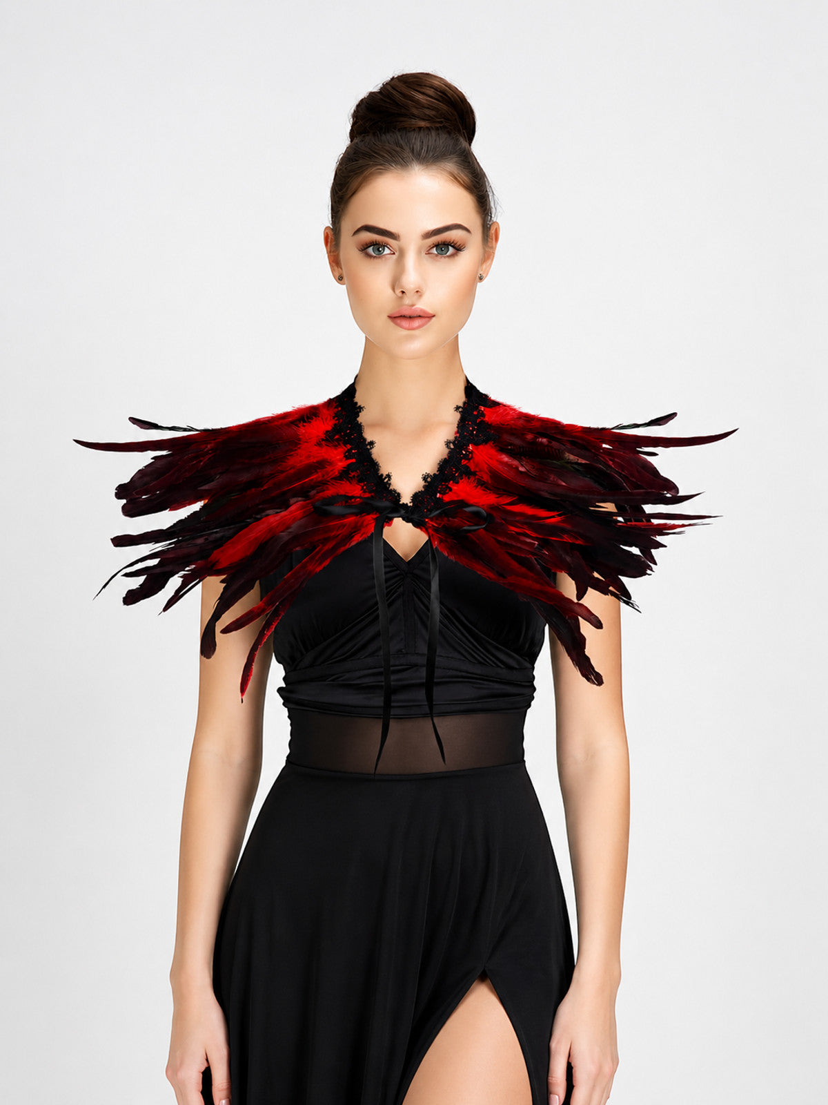 Halloween Red Feather Capelet Carnival Accessory