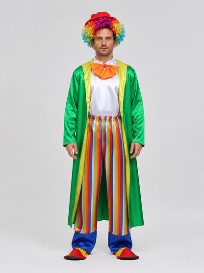 Clown Costume for Carnival: Cape, Shirt, Pants, Hat on-model view