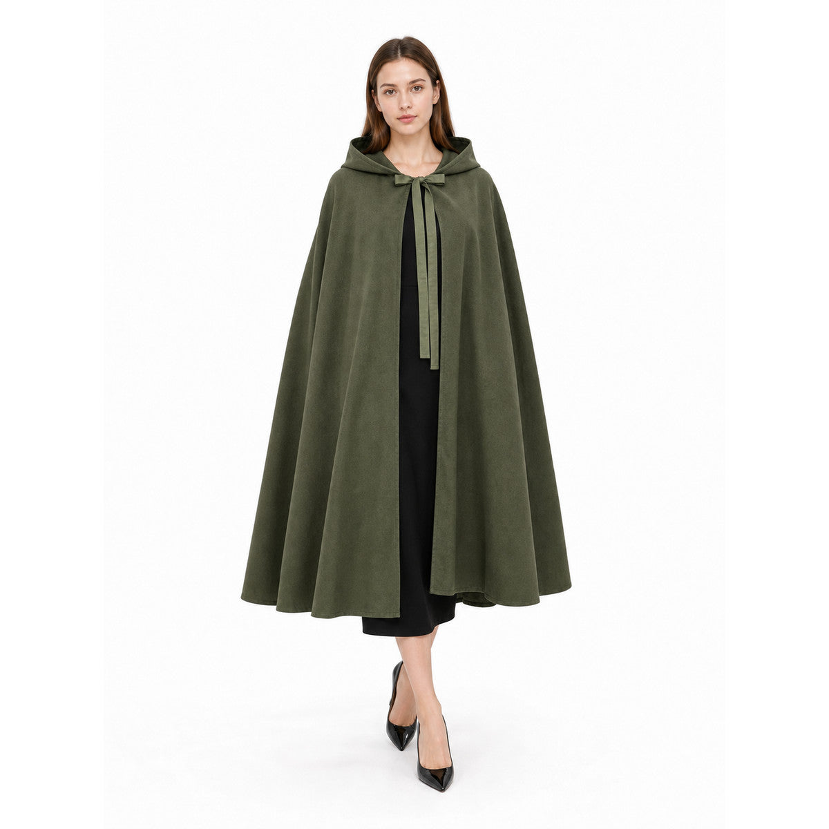 Olive Green Hooded Carnival Cloak