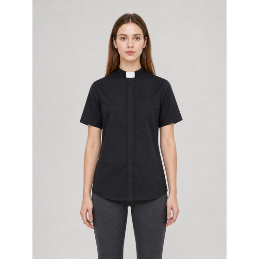 Black cosplay shirt with a stand collar
